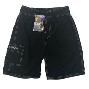 Divegear Board Shorts Small 30 Mens Black Underwater Swimwear Fishing Surf
